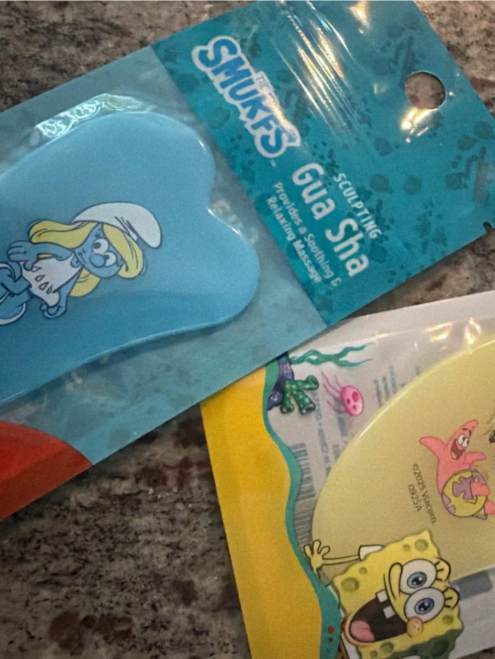 NEW Smurfs & SpongeBob Heart Gua Sha - Blue & Yellow